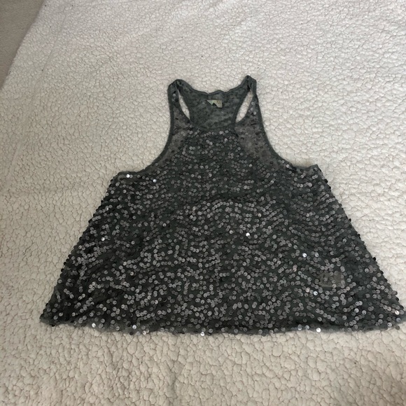 Free People metallic crop halter sequin top - Picture 3 of 5